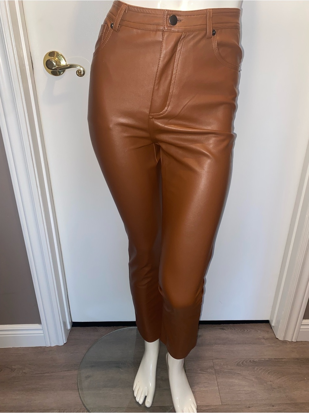 Steve Madden Faux Leather Cargo Shorts in Cognac Brown